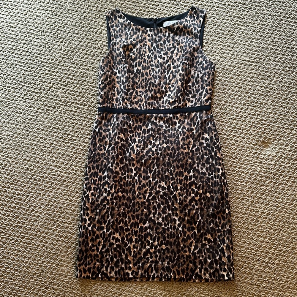 Loft Petite dress size 2P sleeveless leopard print